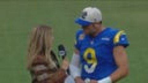 ‘I was proud of our guys’ – Rams’ Matthew Stafford speaks with Laura Okmin after defeating Panthers 24-10