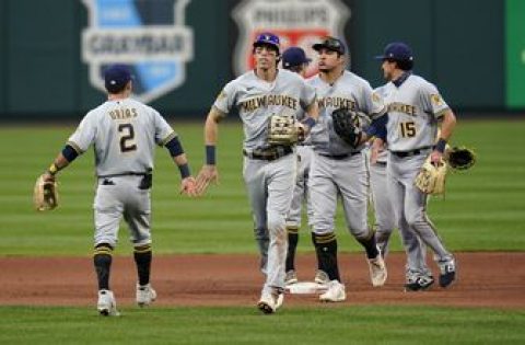 Brewers shut out Cardinals 3-0 in first game of doubleheader