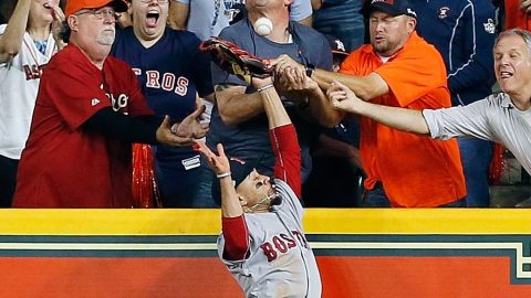Fan’s attempt to catch ball costs Astros as Red Sox move within one win of World Series