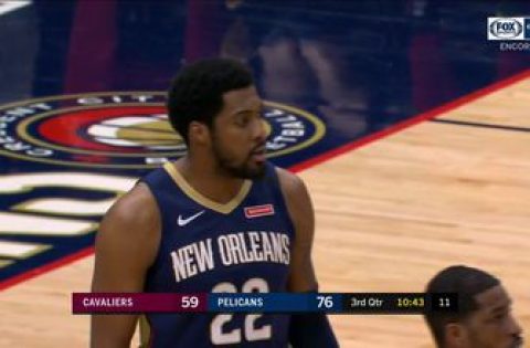 WATCH: Derrick Favors with the Block on Defense | Pelicans ENCORE