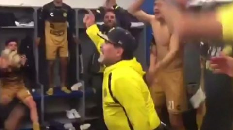 Nobody leads dressing room celebrations like Diego Maradona