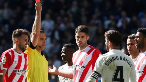 Real Madrid 1-2 Girona: Sergio Ramos sent off in shock La Liga defeat