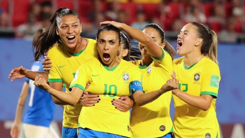 Marta becomes record scorer at World Cup finals as Brazil beat Italy to reach last 16