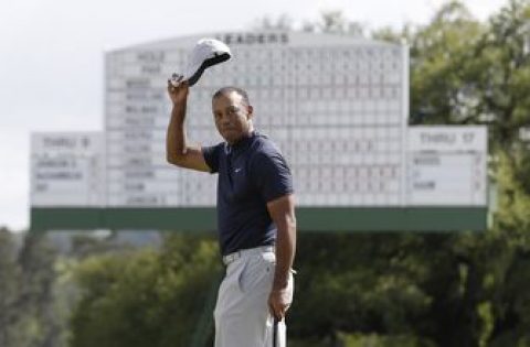 Column: Briefly, Tiger was back atop the Masters leaderboard