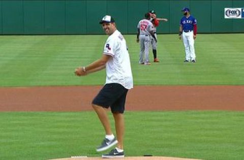 Dirk Throws out the First pitch | Rangers Live