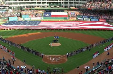 National Anthem Before Angels-Rangers Take the Field