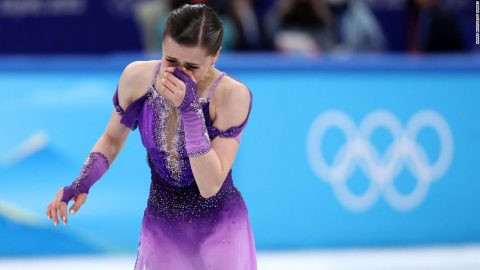 Russian skater Kamila Valieva breaks into tears after taking to ice for first time since controversial doping scandal ruling