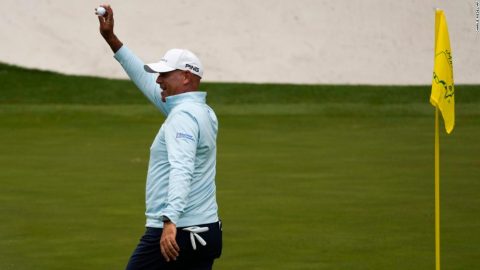 Stewart Cink hits hole-in-one at the Masters and celebrates with son, who’s also his caddie