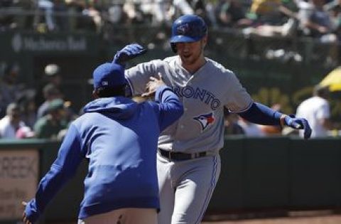 Smoak nabbed after Laureano overthrow, but Jays sweep A’s