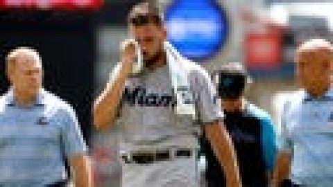 Marlins’ Daniel Castano leaves game after line-drive hit