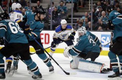 Sharks beat Blues 3-2 in OT to take Western Conference lead