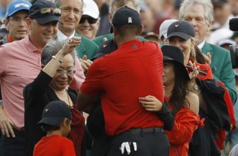 Woods gets emotional talking about Masters win and kids