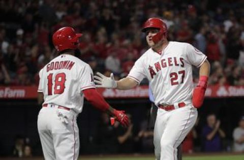 Angels’ Trout out of lineup vs. Brewers due to groin strain