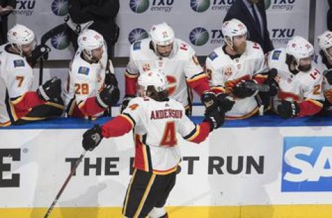 Dube scores twice as Flames beat Stars 3-2 in Game 1