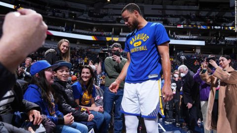 Steph Curry surprises delighted young fan in the stands after clip of her crying because two-time MVP was rested goes viral