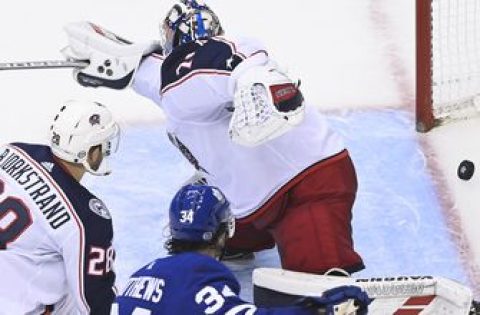 Blue Jackets blanked by Maple Leafs 3-0, series even at one