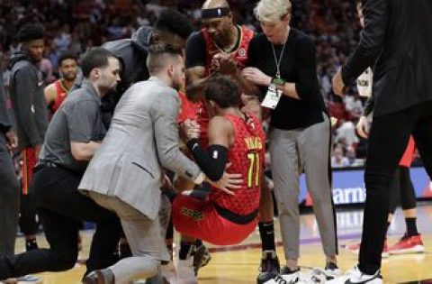 Hawks’ Trae Young sprains ankle, leaves game in Miami