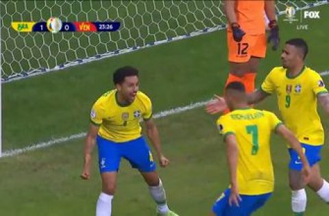Neymar sets up Marquinhos, gives Brazil early 1-0 lead over Venezuela