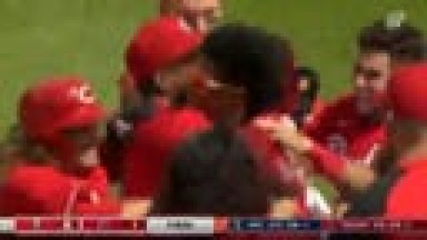 Jose Barrero hits a walk off single to give Reds a 1-0 victory over Phillies