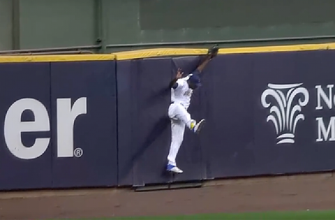 Lorenzo Cain leaps and robs Willson Contreras of extra bases