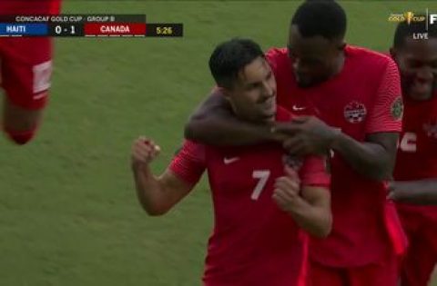 Stephen Eustáquio nets beautiful free kick giving Canada 1-0 lead over Haiti