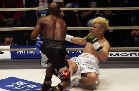 Mayweather stops Nasukawa in 1st round, flooring him 3 times