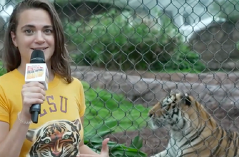 Charlotte Wilder meets LSU’s Mike the Tiger: Ultimate College Football Road Trip