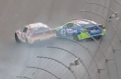 Erik Jones makes hard contact with wall, collects Bubba Wallace