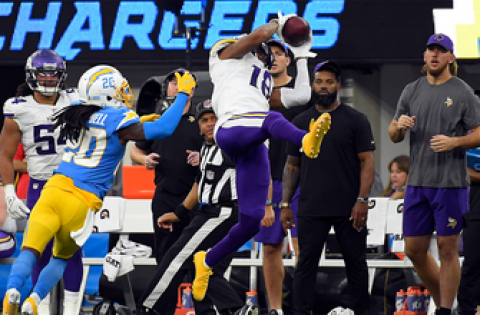 Justin Jefferson caught nine passes for 143 yards and used his acrobatics in Vikings’ 27-20 victory