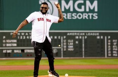 DAVID ORTIZ throws out First Pitch in return to Fenway Park vs Yankees
