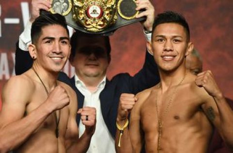 Leo Santa Cruz, Miguel Flores make weight for super featherweight title bout | WEIGH-INS | PBC on FOX