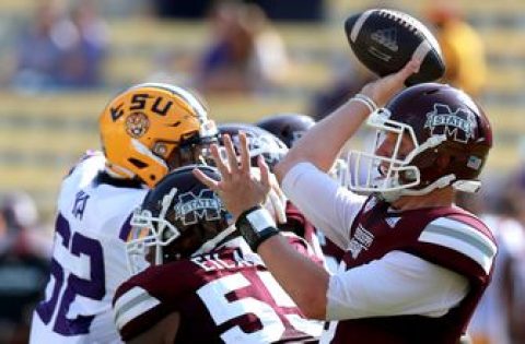 K. J. Costello throws for SEC record 623 yards as Mississippi State upsets No. 6 LSU, 44-34