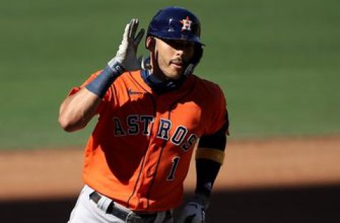 Carlos Correa clubs fifth homer of the postseason in Game 2 of the ALCS
