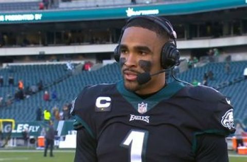 ‘We have yet to play our best ball’ — Jalen Hurts speaks with Sara Walsh on the Eagles’ win over Giants in Week 16