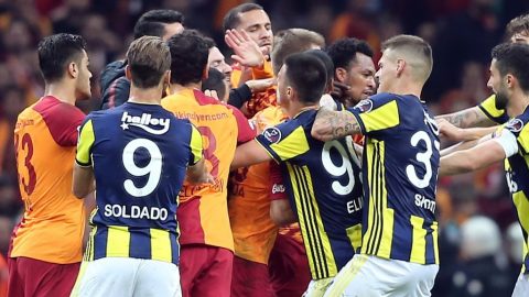 Galatasaray 2-2 Fenerbahce: Three sent off in post-match derby brawl