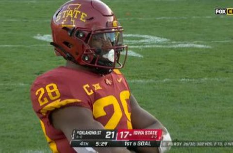 Breece Hall rushing TD gives Iowa State 24-21 lead over Oklahoma State in the fourth quarter