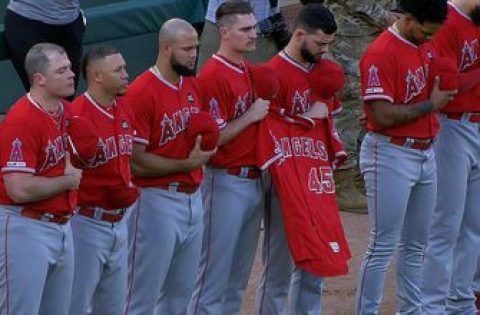 Angels and Rangers hold moment of silence for Tyler Skaggs before Tuesday’s game