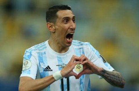 Ángel Di Maria scores in 21st minute to give Argentina a 1-0 lead over Brazil