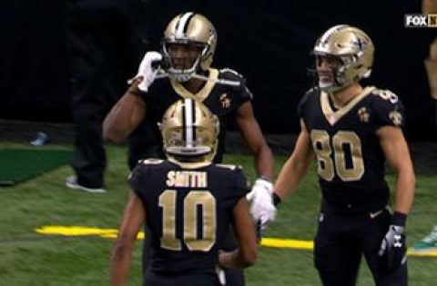 WATCH: Michael Thomas pulls out a cell phone after game-winning TD for Saints