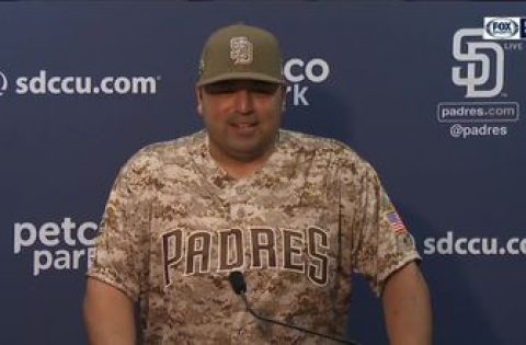 Rod Barajas talks after earning first win as manager