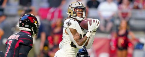 Saints rookie Rashid Shaheed takes first career catch 53 yards for a TD