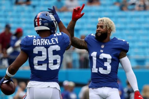 Giant steps: OBJ, Saquon team up for ACL rehab