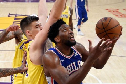 Sixers’ Embiid out at least week with sore knee