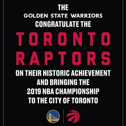 Warriors take out ad to congratulate Raptors