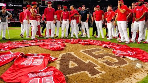 ‘He’s here with us’: How the Angels honored Tyler Skaggs with an emotional, historic tribute