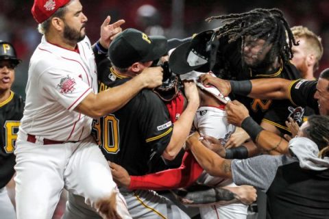 Reds-Pirates brawl results in 40 games of bans