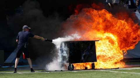 Fires! Floods! Bees! On-field fire at Colts-Titans is the latest stadium mishap