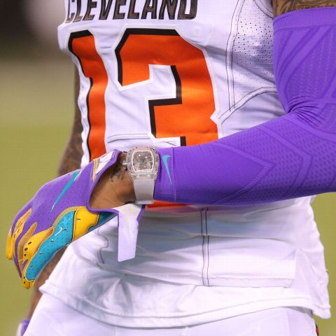 Odell Beckham Jr. sports a different watch in pregame warm-ups following his $190,000 accessory  from Week 1
