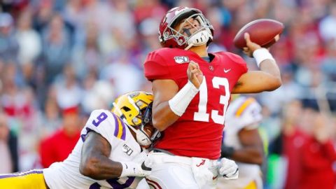 At No. 5, Alabama in danger of missing first College Football Playoff