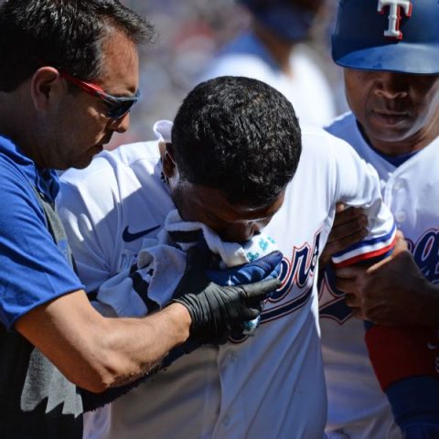 Rangers’ Calhoun hit by fastball, fractures jaw